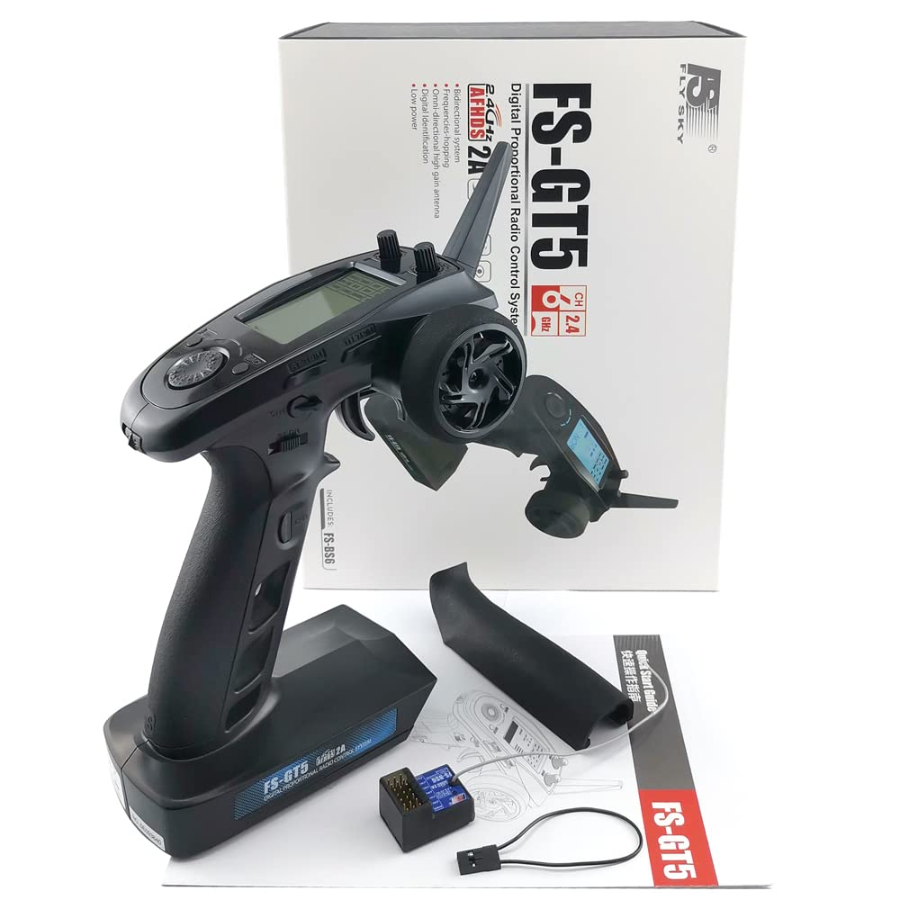 DTXMX FS-GT5 RC setup in action for buggies, crawlers, boats.