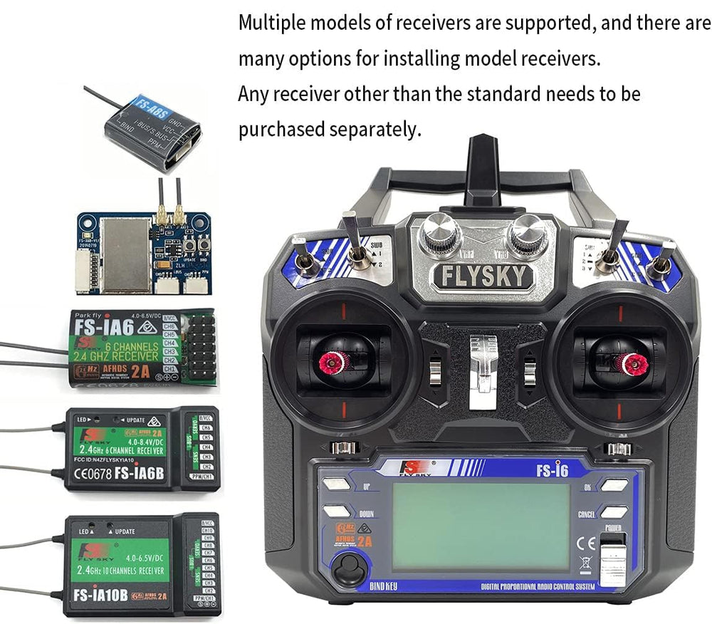 DTXMX FS-i6 package contents ready for setup and flight testing