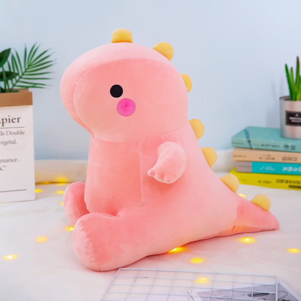 DUANMUL pink 13in dinosaur plush, perfect for naps and imaginative play.