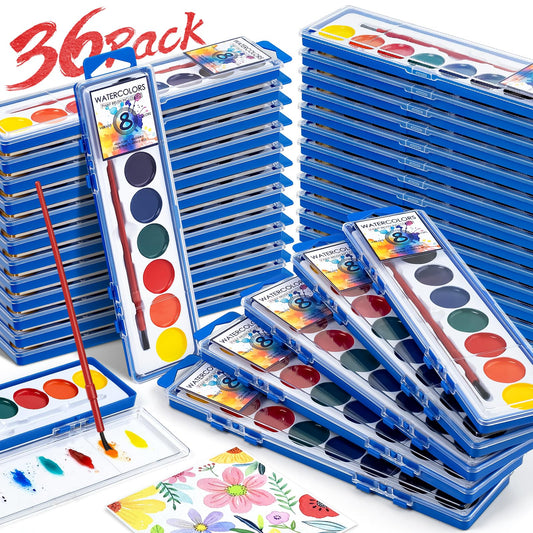 Duchong 36 pack watercolor set with brushes for classroom learning, vibrant color options.
