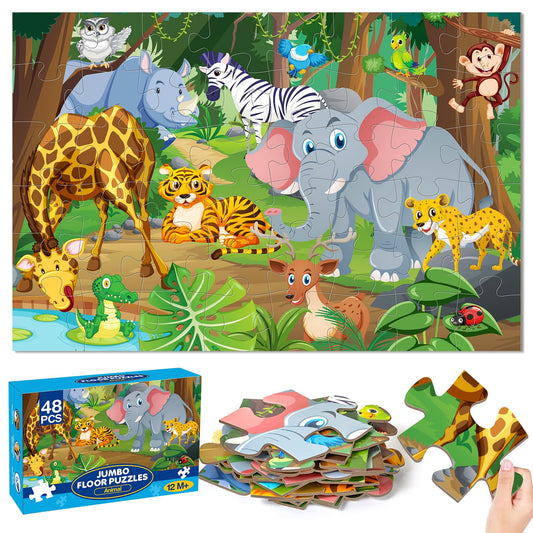 Duchong jumbo floor puzzle on the floor showing vibrant animals to boost early learning