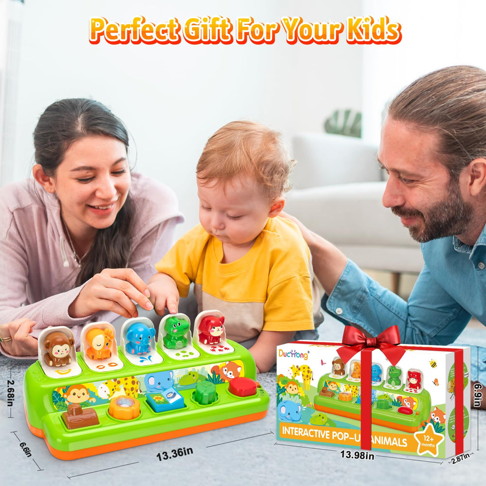 Duchong pop-up toy battery-free quiet mode enables safe, mess-free play.