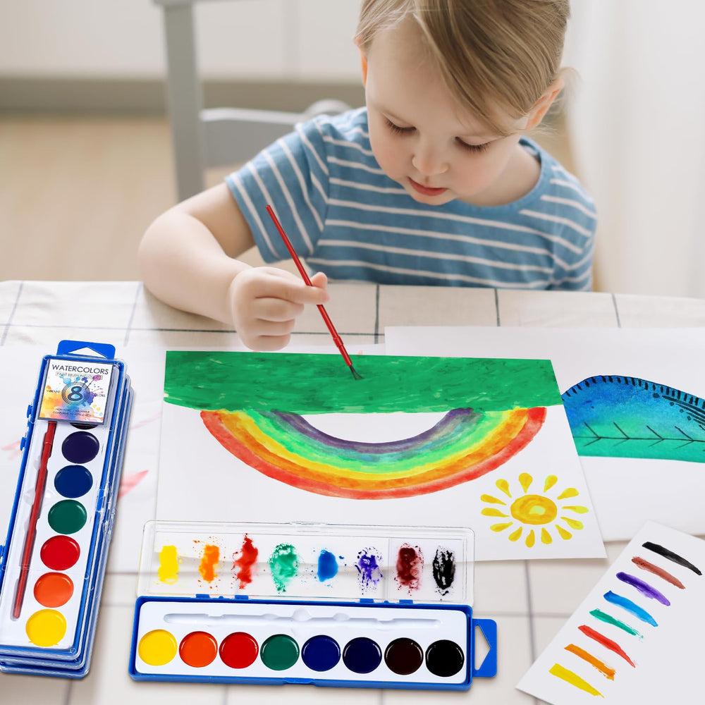 Duchong washable watercolor paints keep cleanup quick after art time.