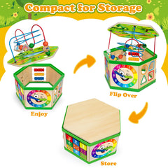 duchong wooden activity cube shape sorter enhances shape recognition through hands-on sorting.