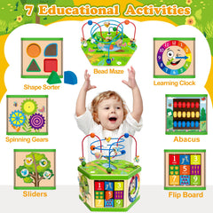duchong wooden activity cube spinning gears sparks curiosity and logical thinking during play.