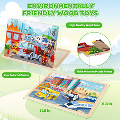 Duchong wooden puzzles with cars spark imaginative play and fine motor skills.