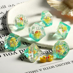 Duck DNDND resin D6 dice with visible ducks inside for quick RPG rolls