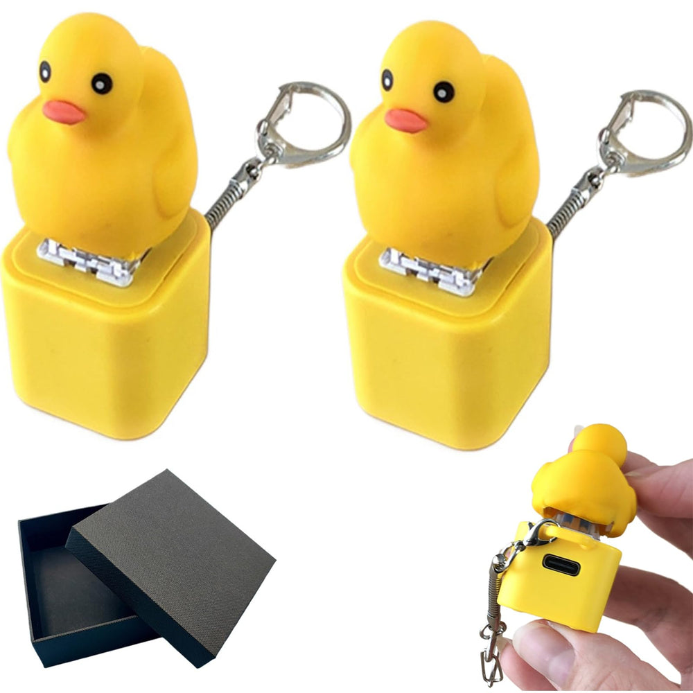 Duck Quacking Fidget Toy: two-duck keychain for portable stress relief.