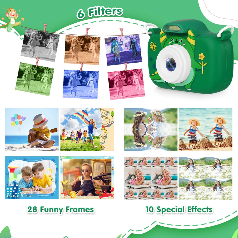 Duckart kids camera 2-4in screen display supports quick framing.