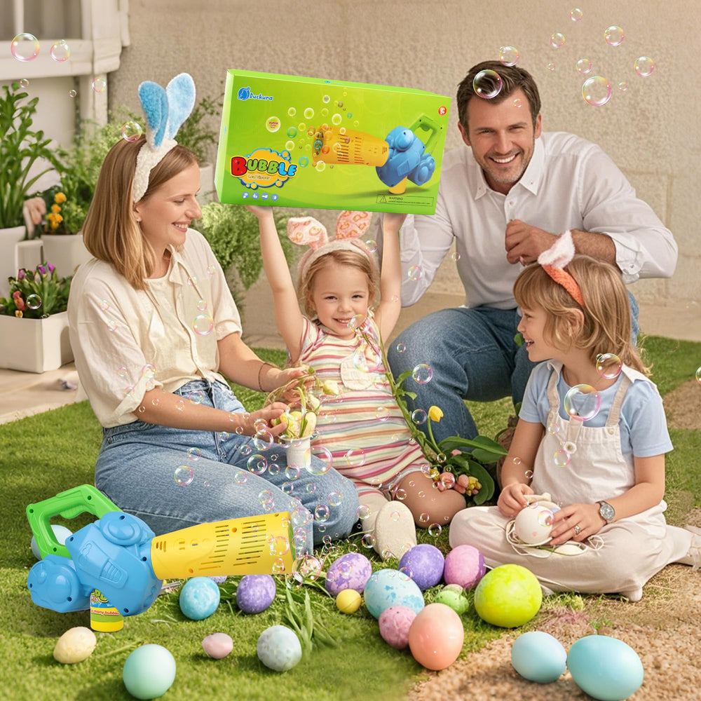 Duckura five spinning bubble wands in action for kids' bubble fun