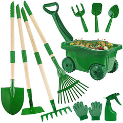 Duckura Kids Gardening Tools Set wheelbarrow offers sturdy carry-and-collect capability for outdoor tasks.