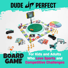 Dude Perfect board game contents golden-boys showcases collectible pieces for scoring excitement