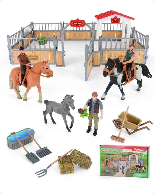 DuDuMo horse stable with 17-inch fence for imaginative farm play.