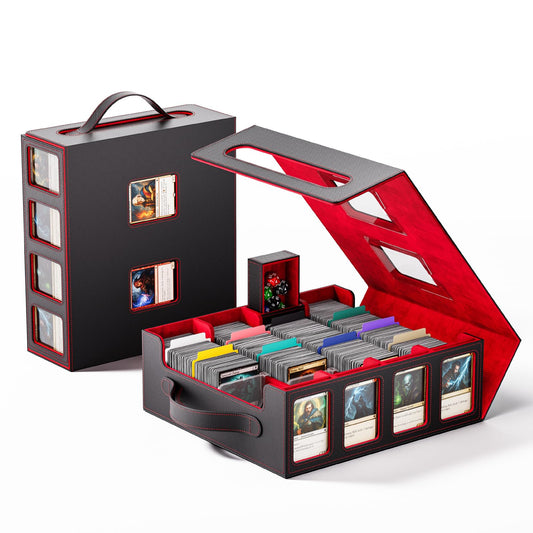 Dufvrpe trading card storage box front view shows large capacity and organization.
