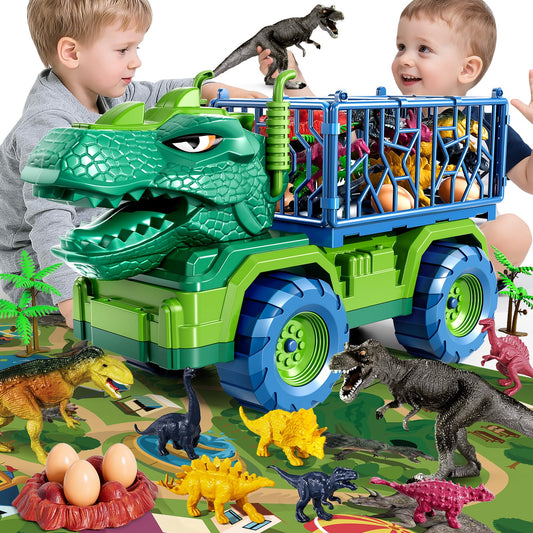 DULONIME dinosaur cars trucks toys set invites imaginative play for kids aged 3-5