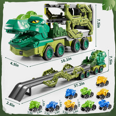 Three-level storage with two tracks keeps all nine cars organized.