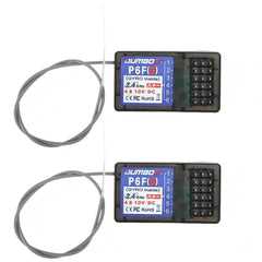 DUMBORC P6FG receiver front view, compact design for easy RC installation.