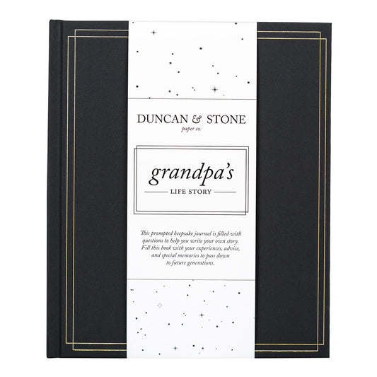 Duncan and Stone Grandpa Life Story Journal cover in charcoal, a premium keepsake.