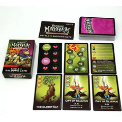 Dungeon Mayhem Baldur's Gate setup and components for two to four players