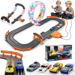 DUONIZAY 9.86ft slot track with LED lights creating immersive race vibe.