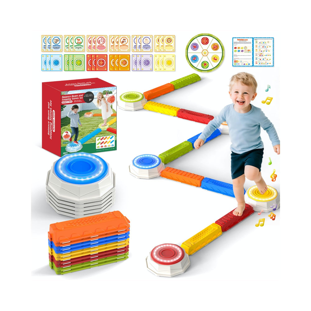 DUONIZAY rainbow stepping stones red for engaging balance practice and colorful play