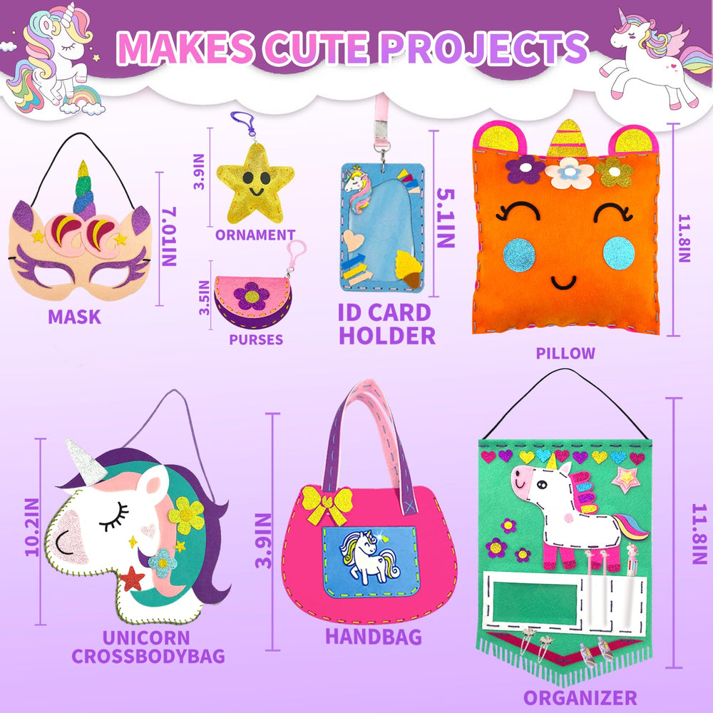 DUOROUBAO unicorn sewing kit contents with all pieces laid out