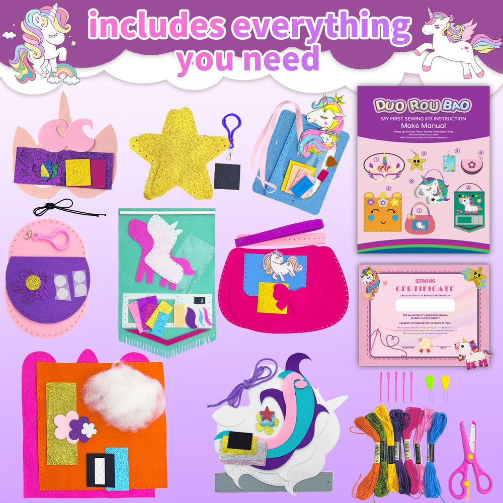 DUOROUBAO unicorn sewing kit pre cut fabrics ready for stitching