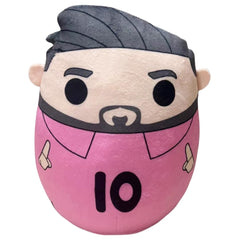 Dupuci cartoon soccer star plush front view, soft shelf decor with jersey 10