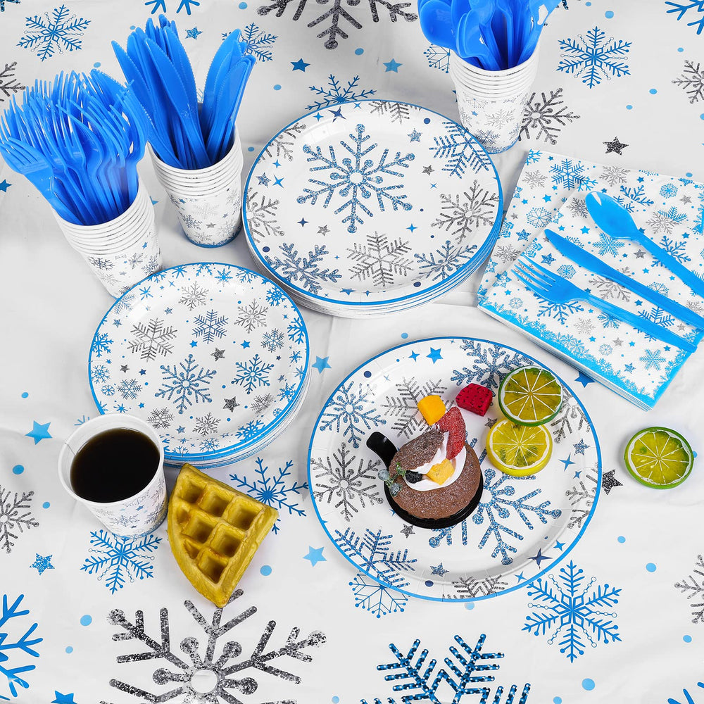 Durony snowflake cutlery set coordinates utensils for easy service.