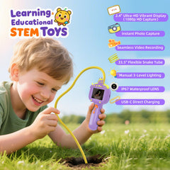 Duskeep kids endoscope with adjustable LEDs provides bright, safe viewing during daytime and dusk.