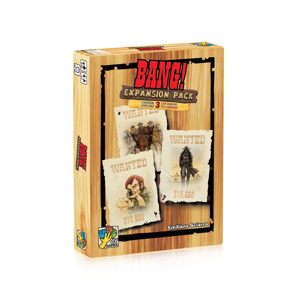 dV Giochi Bang Expansion Front view showcasing three mini expansions for quick play