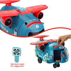 Dwi Dowellin Airplane Car Toy throttle lever supports pretend piloting and fine motor practice.