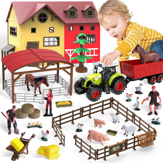 Dwi Dowellin tractor-trailer lights and sound for engaging farm playtime.