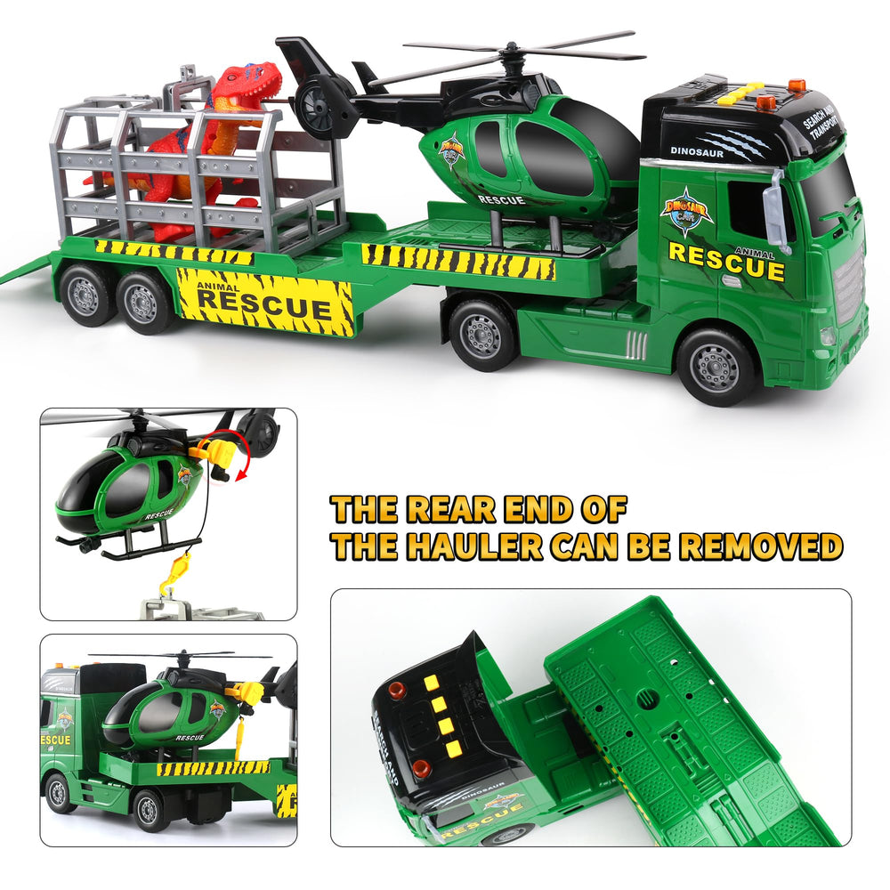 Dwi Dowellin carrier truck with helicopter invites interactive flight style play.