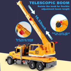 Dwi Dowellin crane truck lights and sounds create interactive exploration for kids.