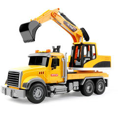 Dwi Dowellin excavator truck toy with sound and light for imaginative play.