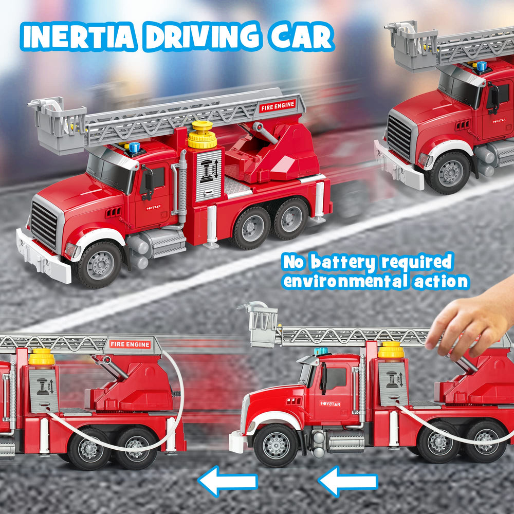 Dwi Dowellin fire truck with extendable ladder for dynamic rescue scenarios.