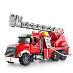 Dwi Dowellin fire truck with water pump hose for realistic pretend play and fine motor skills.
