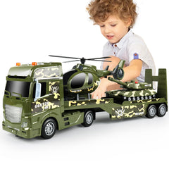 Dwi Dowellin Green Military Big Truck front view with lights for interactive play