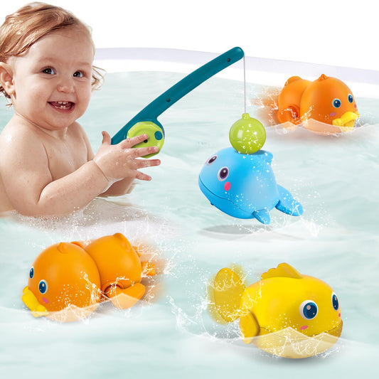 Dwi Dowellin magnetic fishing rod bath toy for toddlers enhances grip and coordination.