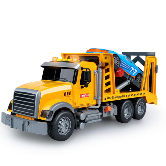 Dwi Dowellin toy truck transport with cars promotes imaginative play and fine motor skills.