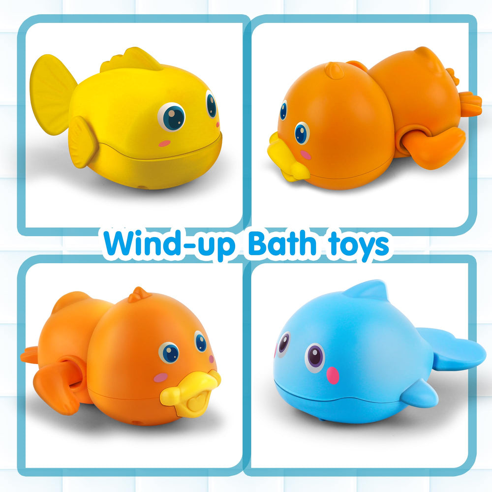 Dwi Dowellin wind-up whale yellow bath toy; glides smoothly across tub water.