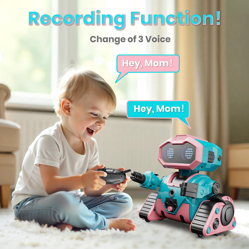 DWIRCTOYS rechargeable robot battery charging via USB for extended play.