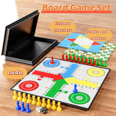 DY-GO 3in1 magnetic board set ludo board magnetic for secure, on-the-go games.