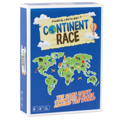 DYCE Continent Race game front cover showing world map theme for family learning fun