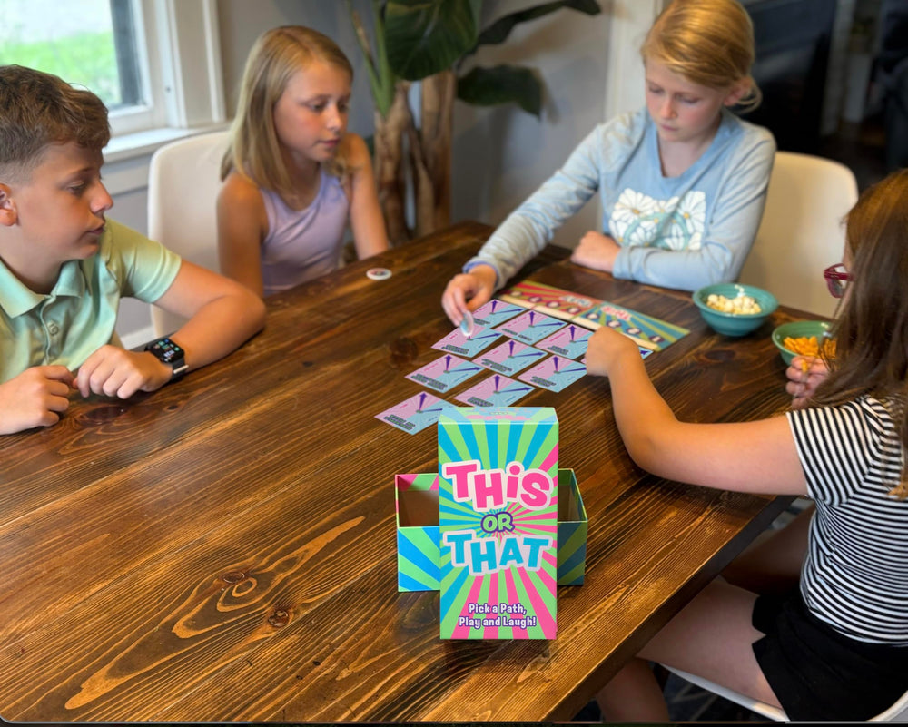 DYCE Family game night in action with laughing players and cozy vibes