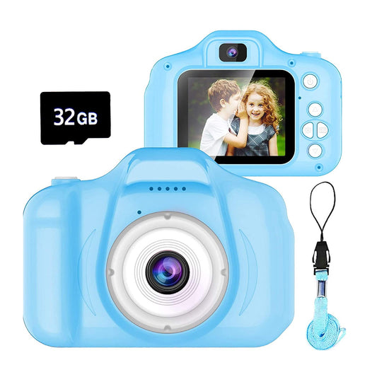 Dylanto Upgrade Kids Selfie Camera front view in blue for quick, fun photos