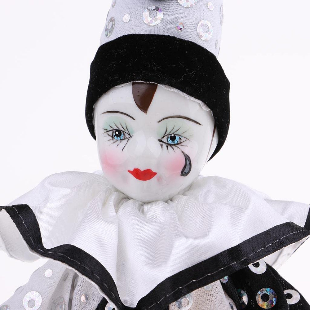 DYNWAVE clown doll with porcelain head and cotton body for delicate display