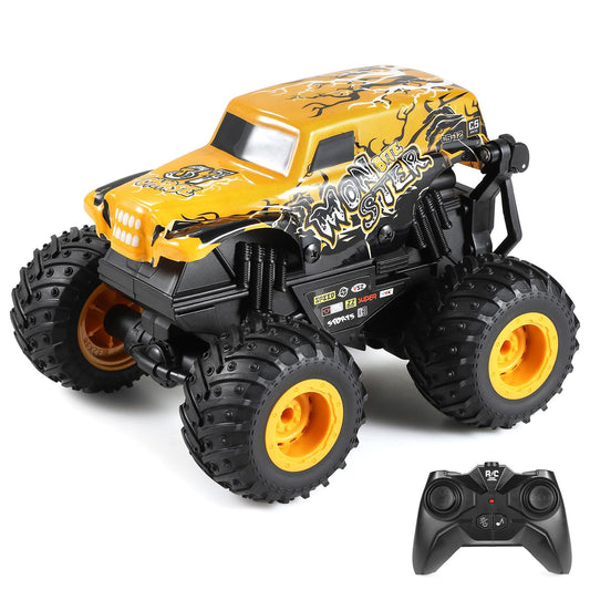DYODYORC remote control car yellow front view highlighting vibrant lighting for outdoor fun