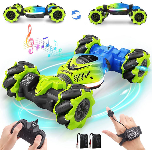 Dysaim Gesture RC Car front view with vibrant lights ready for action.